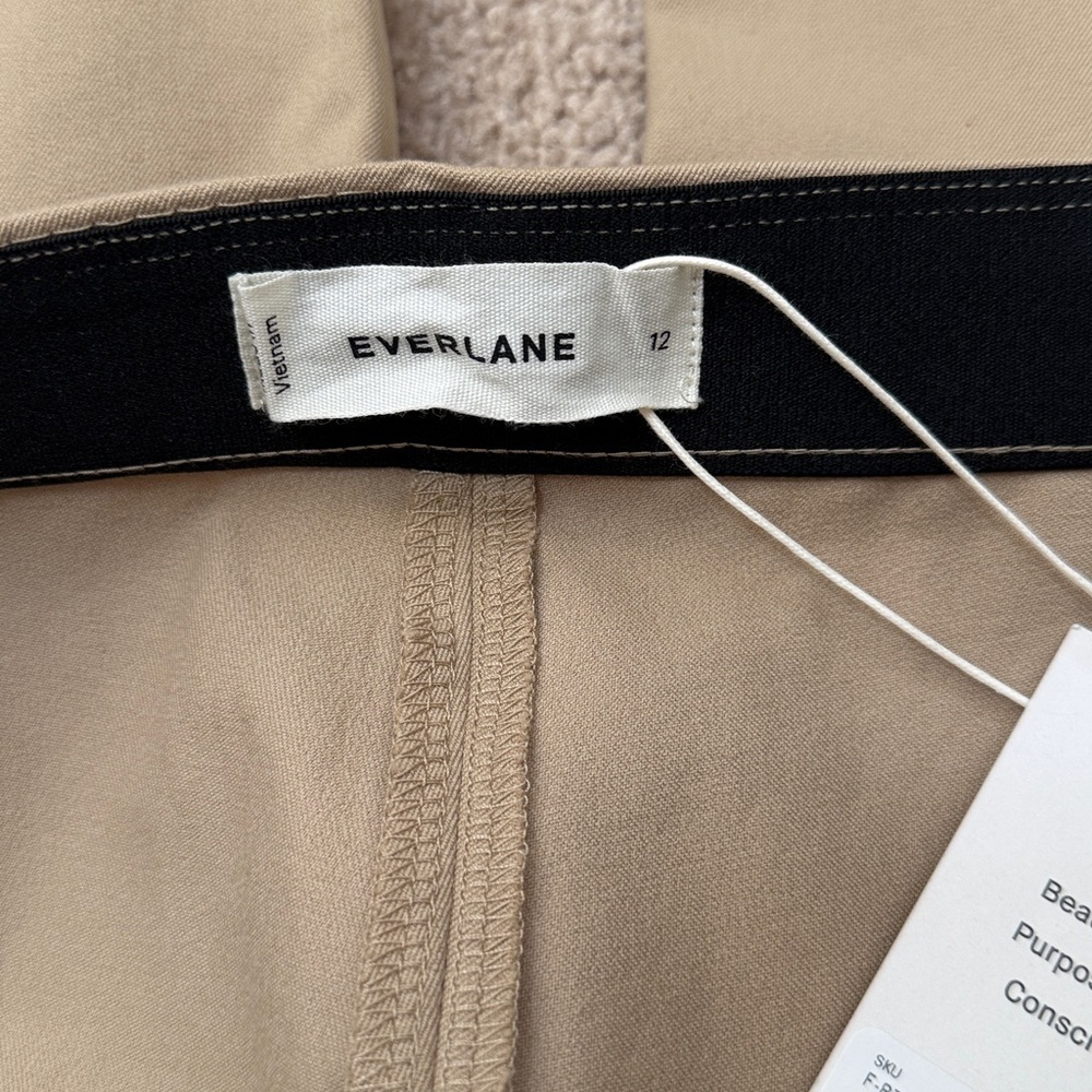NWT Everlane Bi-Stretch High Rise Tan Khaki Side Zip Pull On Work Pants Size 12 - Picture 10 of 13